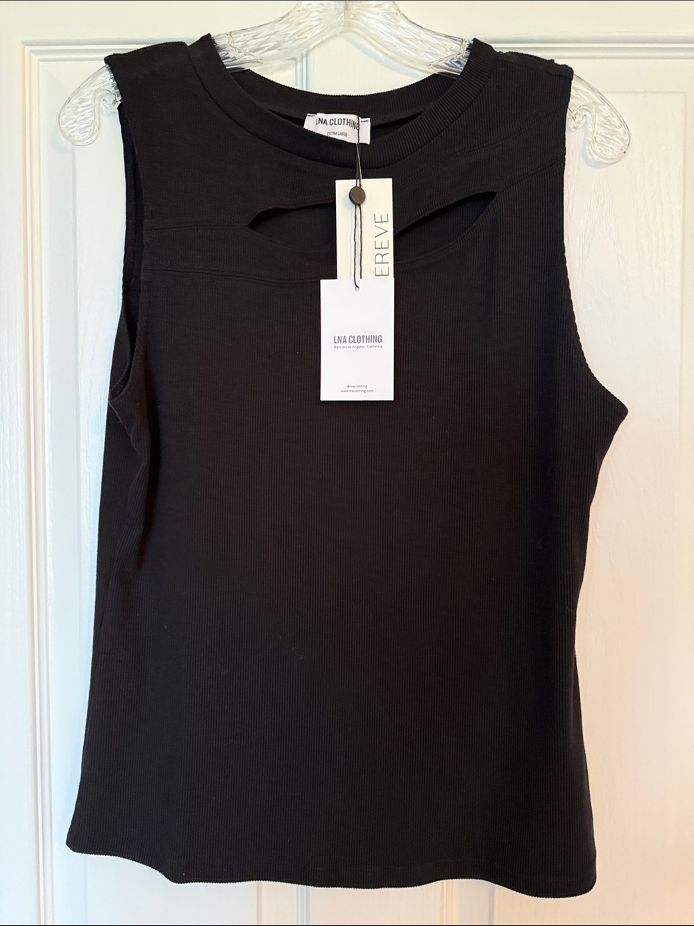 LNA Clothing Black Cutout Neck Tank NWT XL Modern Minimalist Sleeveless